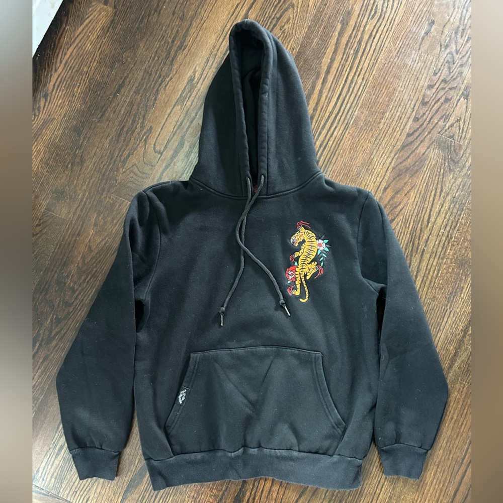 Black Hoodie with Embroidered Dragon